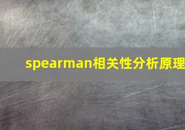 spearman相关性分析原理