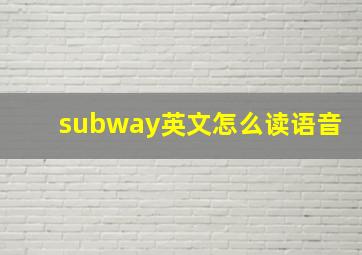 subway英文怎么读语音