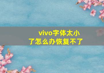 vivo字体太小了怎么办恢复不了