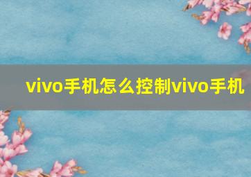 vivo手机怎么控制vivo手机