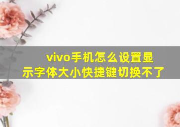 vivo手机怎么设置显示字体大小快捷键切换不了