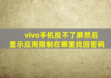 vivo手机投不了屏然后显示应用限制在哪里找回密码