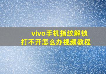 vivo手机指纹解锁打不开怎么办视频教程