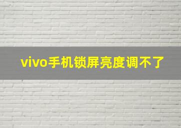 vivo手机锁屏亮度调不了