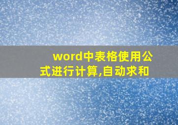 word中表格使用公式进行计算,自动求和