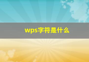 wps字符是什么