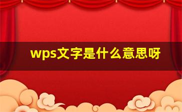 wps文字是什么意思呀