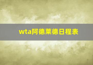 wta阿德莱德日程表