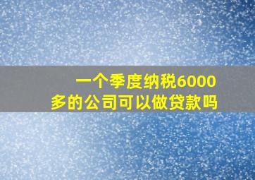 一个季度纳税6000多的公司可以做贷款吗