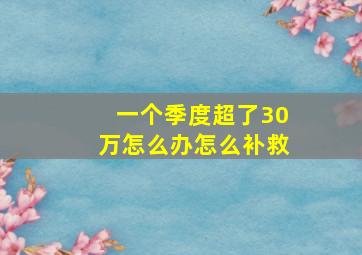 一个季度超了30万怎么办怎么补救