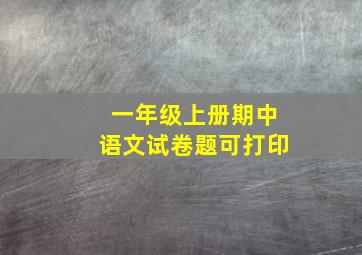 一年级上册期中语文试卷题可打印