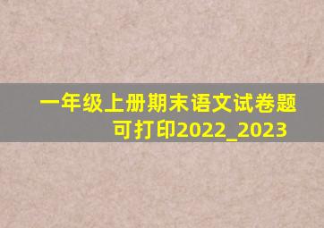 一年级上册期末语文试卷题可打印2022_2023