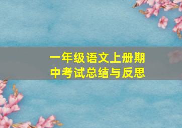 一年级语文上册期中考试总结与反思