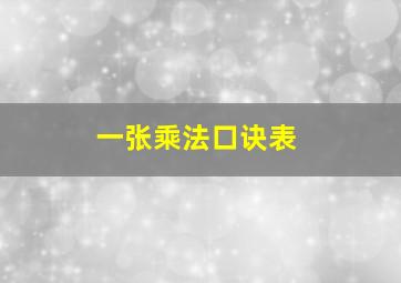 一张乘法口诀表