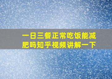 一日三餐正常吃饭能减肥吗知乎视频讲解一下