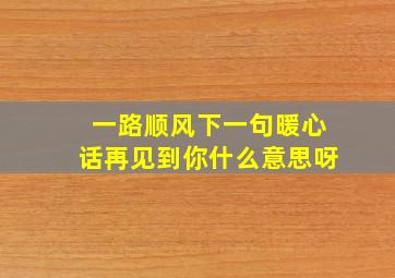 一路顺风下一句暖心话再见到你什么意思呀