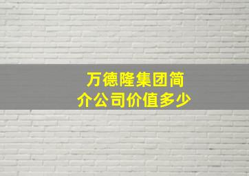 万德隆集团简介公司价值多少