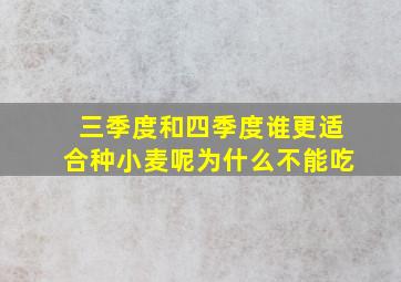 三季度和四季度谁更适合种小麦呢为什么不能吃