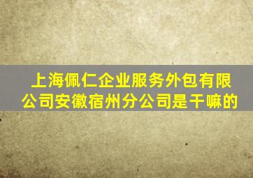 上海佩仁企业服务外包有限公司安徽宿州分公司是干嘛的