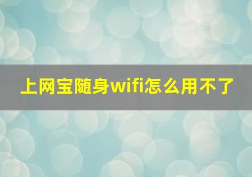 上网宝随身wifi怎么用不了