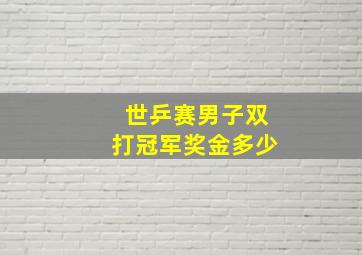 世乒赛男子双打冠军奖金多少