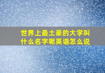 世界上最土豪的大学叫什么名字呢英语怎么说