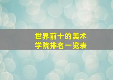 世界前十的美术学院排名一览表