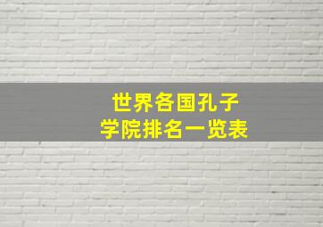 世界各国孔子学院排名一览表