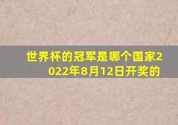 世界杯的冠军是哪个国家2022年8月12日开奖的