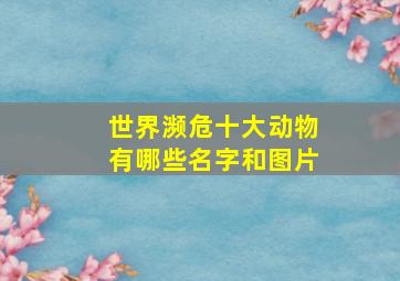 世界濒危十大动物有哪些名字和图片