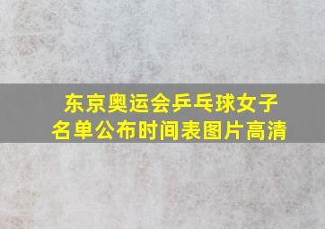 东京奥运会乒乓球女子名单公布时间表图片高清