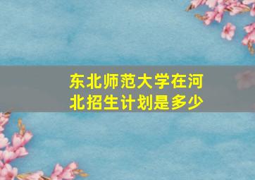 东北师范大学在河北招生计划是多少