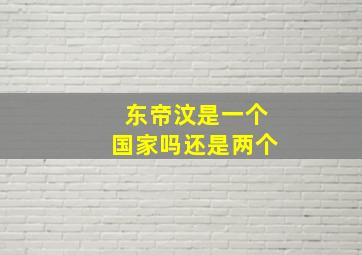 东帝汶是一个国家吗还是两个