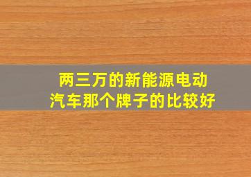 两三万的新能源电动汽车那个牌子的比较好