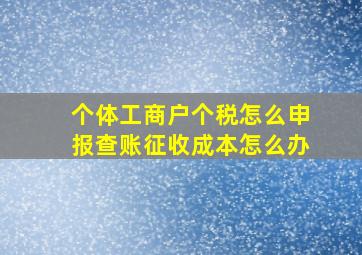 个体工商户个税怎么申报查账征收成本怎么办