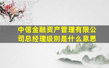 中信金融资产管理有限公司总经理级别是什么意思