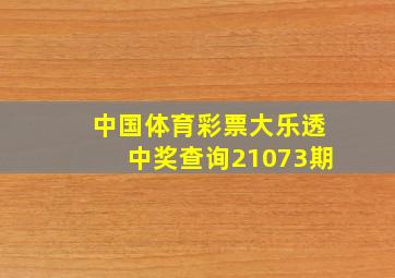 中国体育彩票大乐透中奖查询21073期