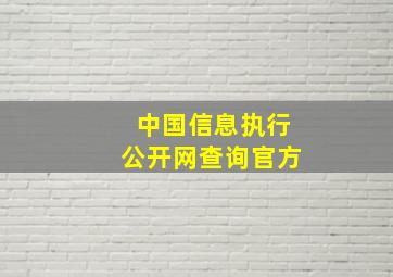 中国信息执行公开网查询官方