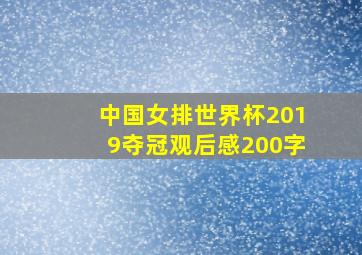 中国女排世界杯2019夺冠观后感200字