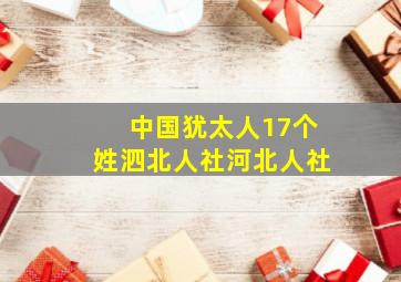 中国犹太人17个姓泗北人社河北人社