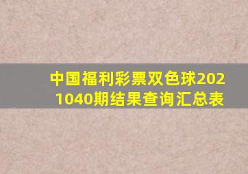 中国福利彩票双色球2021040期结果查询汇总表