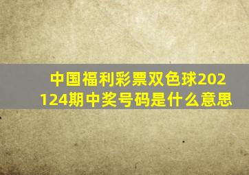 中国福利彩票双色球202124期中奖号码是什么意思