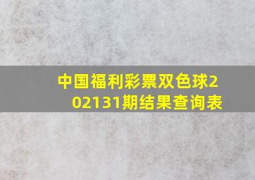 中国福利彩票双色球202131期结果查询表