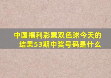 中国福利彩票双色球今天的结果53期中奖号码是什么