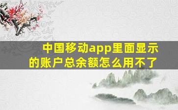 中国移动app里面显示的账户总余额怎么用不了