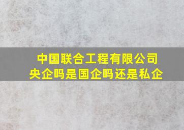 中国联合工程有限公司央企吗是国企吗还是私企