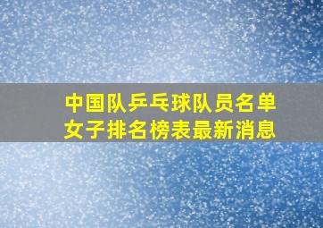 中国队乒乓球队员名单女子排名榜表最新消息