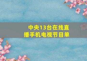 中央13台在线直播手机电视节目单