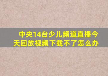 中央14台少儿频道直播今天回放视频下载不了怎么办