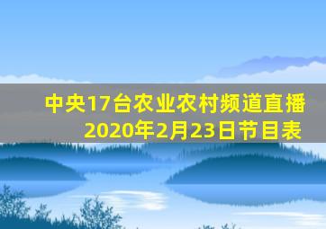 中央17台农业农村频道直播2020年2月23日节目表